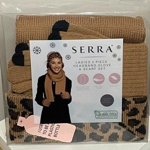 Ladies 3pc headband, glove, &  scarf set (Animal print)